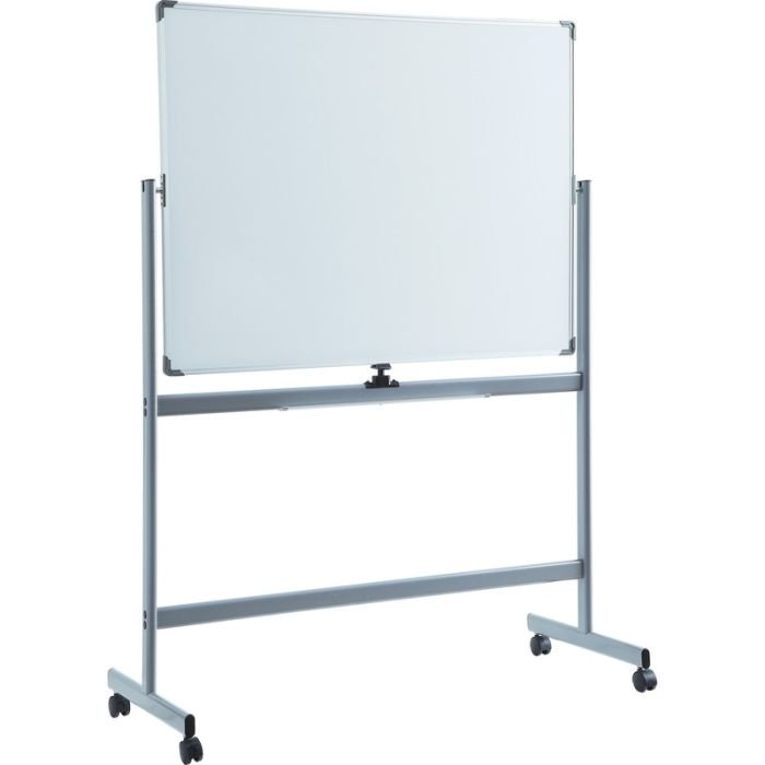 Lorell 72 by 48 inch double-sided magnetic whiteboard easel on silver mobile frame