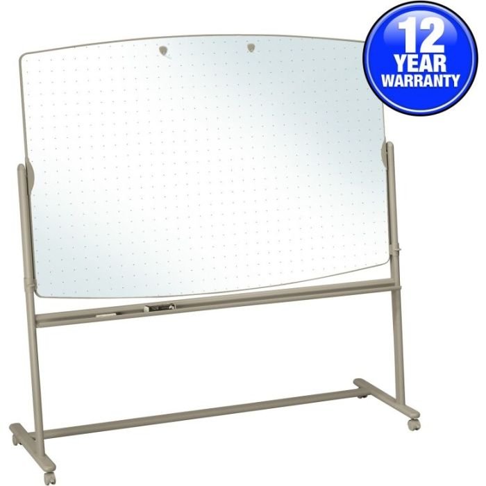 Quartet Large Reversible Total Erase mobile easel whiteboard with grid pattern and neutral frame